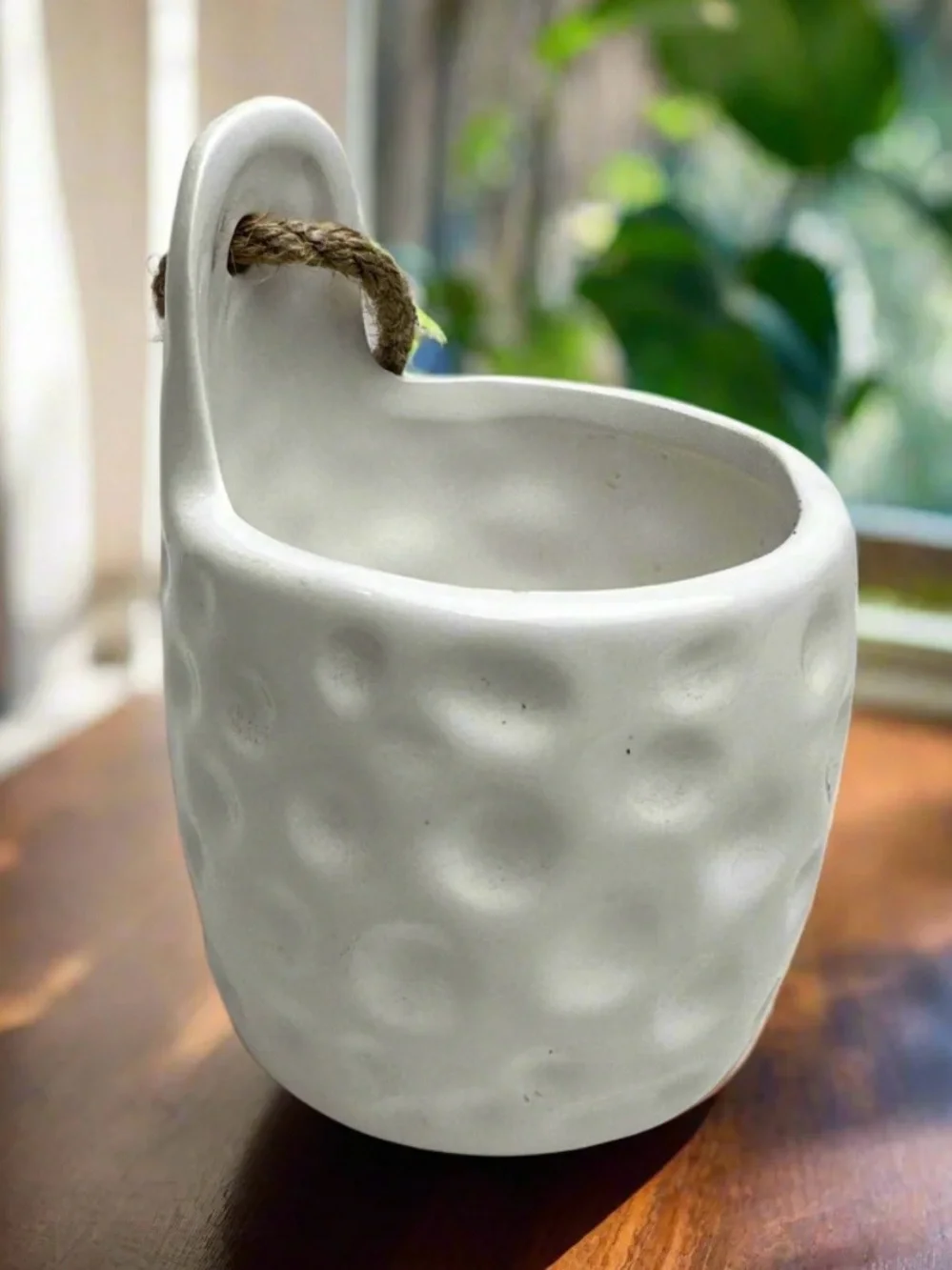 Japandi Ceramic Hanging Planter Vase Pot Holder with Rope #0530261
